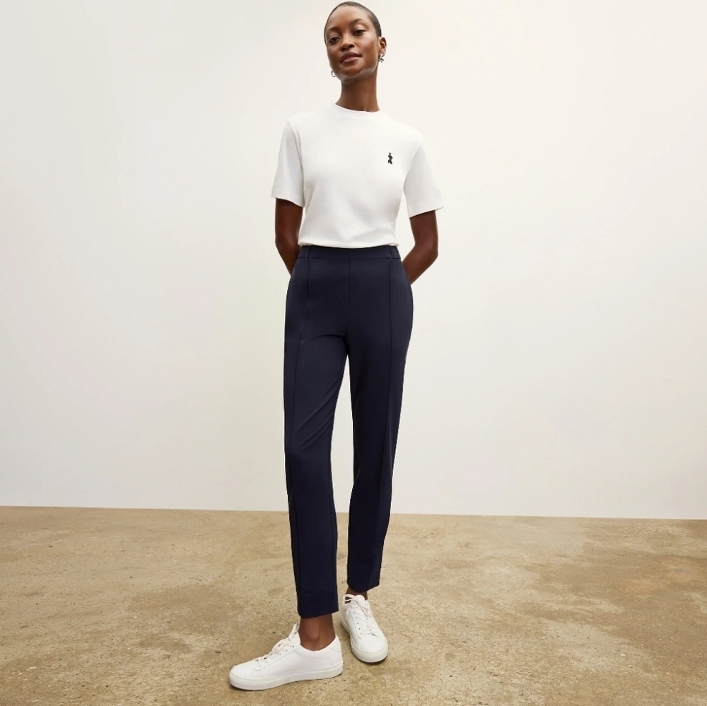MM Lafleur Navy Straight-Leg Pants